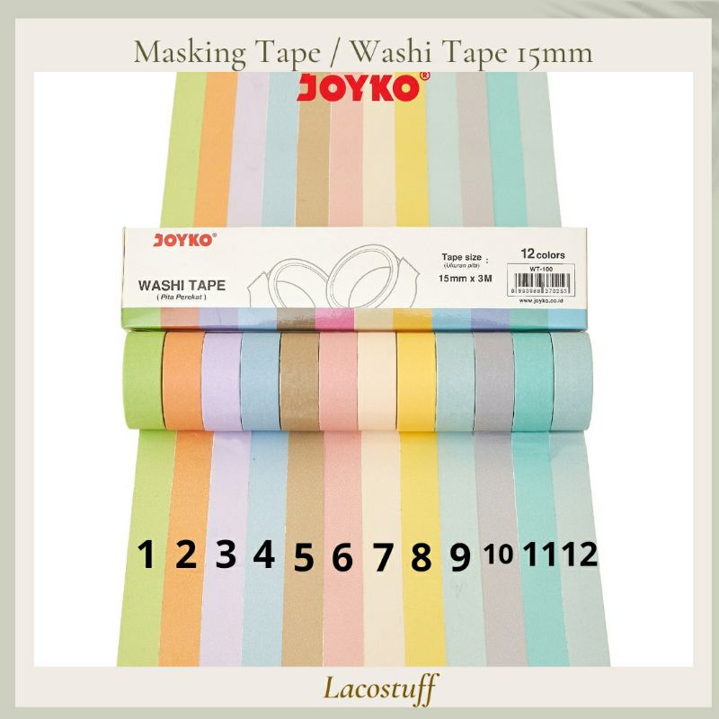 

LACOSTUFF 3m Masking Tape Bahan Washi Pita Isolasi Kertas Warna Pastel