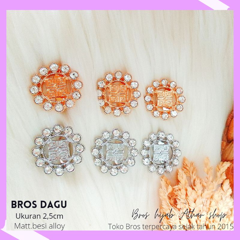 Bros B/bross signature branded /brooch button/Bros hijab buttonscarves Athar shop scarves murah-Restu 02 2,5cm 6pcs
