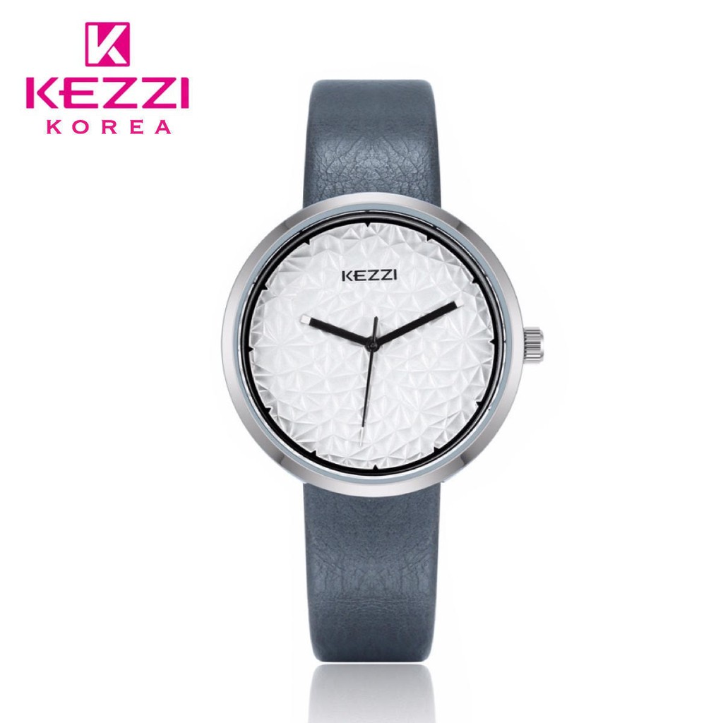 Kezzi Korea 1809 - Jam Tangan Fashion Wanita dan Pria - Abu Abu - Model Analog