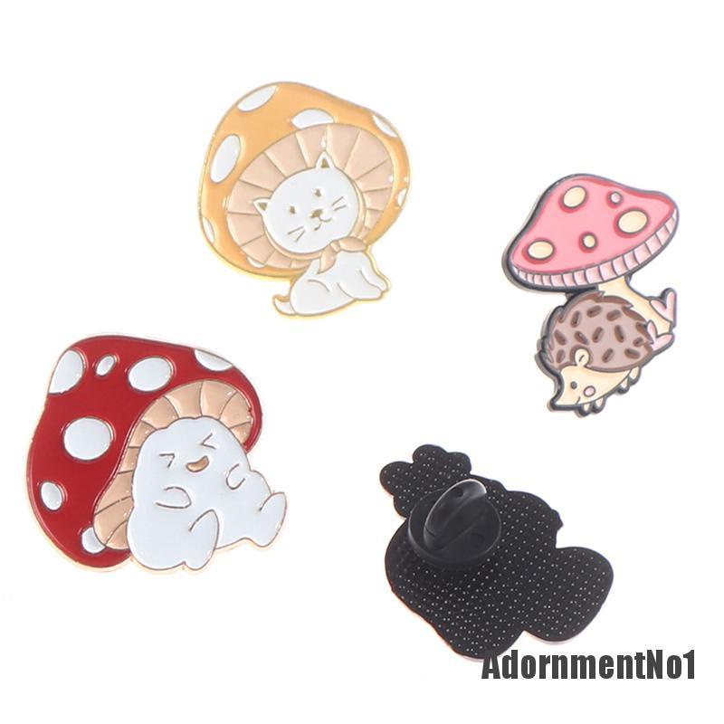 (Adornmentno1) Bros Pin Enamel Bentuk Jamur / Gitar / Kodok / Landak Kartun Lucu