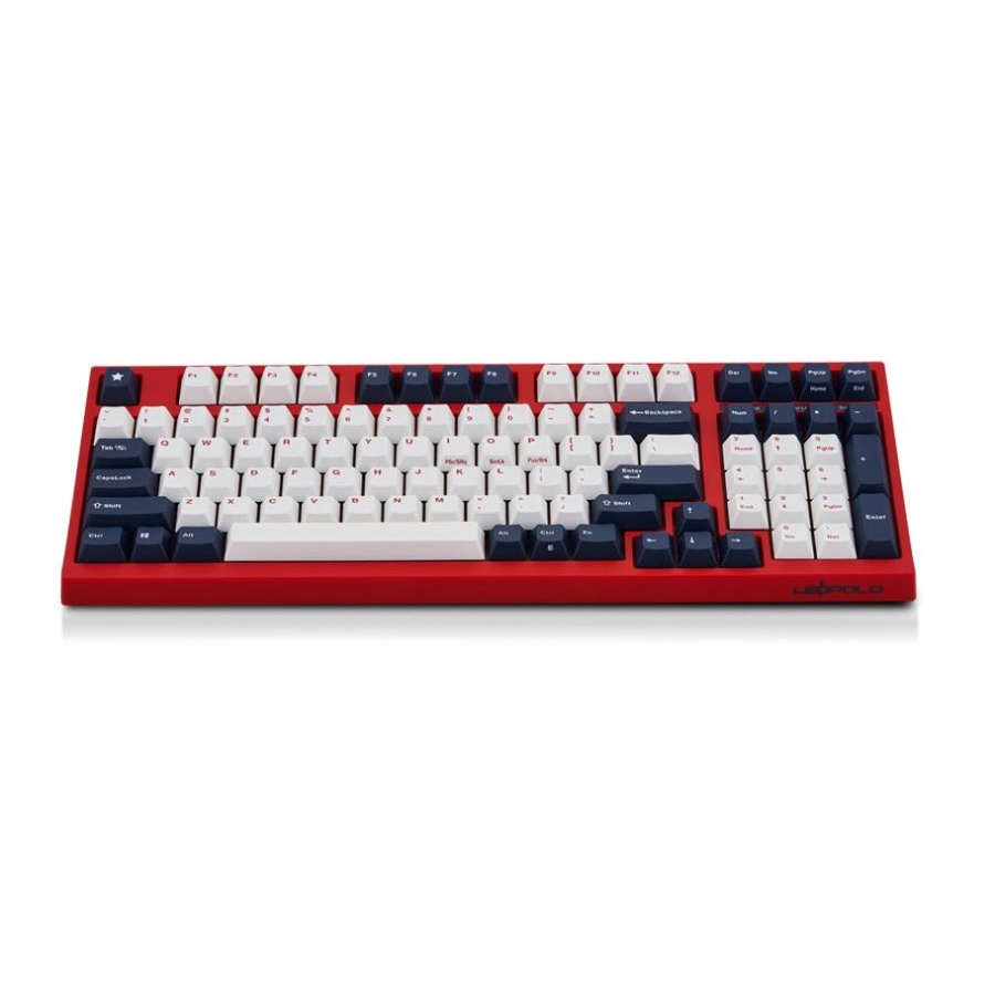 Leopold FC980M White Blue Star PD Double Shot PBT Mechanical Keyboard