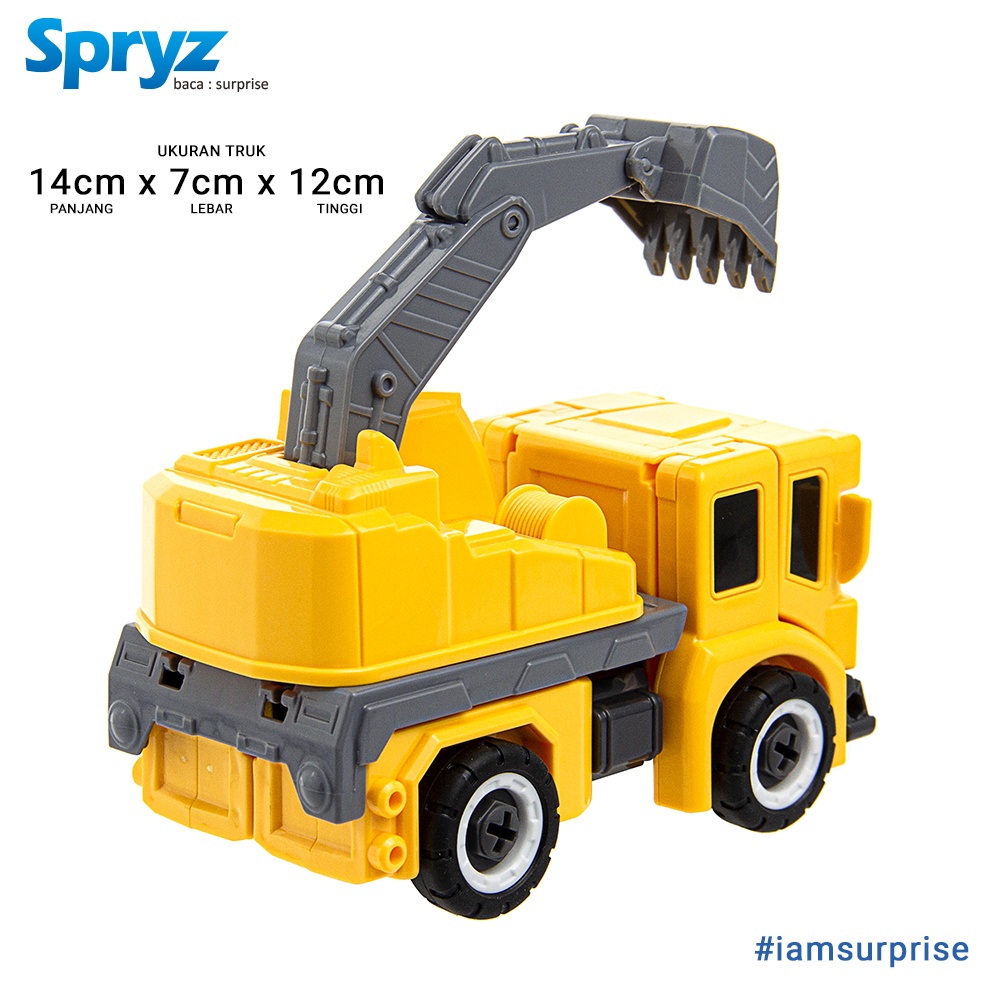 Spryz Revamp Robo Truck Yellow - Mainan Truk Robot Transformer DIY