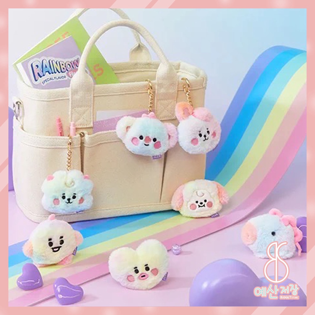 [BS] BISA COD Gantungan Kunci Pelangi Plush Boneka BTS BT21 Rainbow Key Chain - KP971