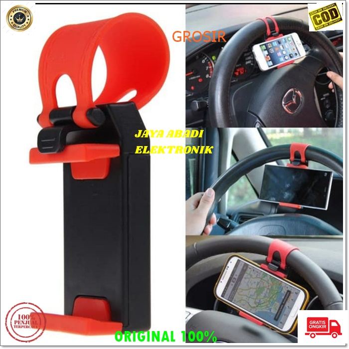 J143 HOLDER MOBIL SETIR KEMUDI STIR KENDALI DASHBOARD GANTUNGAN HANDPHONE PEGANGAN GPS JEPIT KACA PENJEPIT JEPITAN BRACKET  jepit soft tube gps penjepit jepitan universal multi original perekat flexsible stand mount bracket breket Steering Wheel Phone