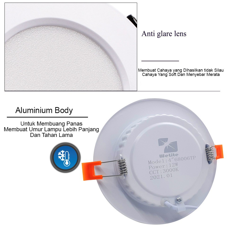 Lampu Downlight Plafon LED Slim Downlight 9W 12W 18W Garansi