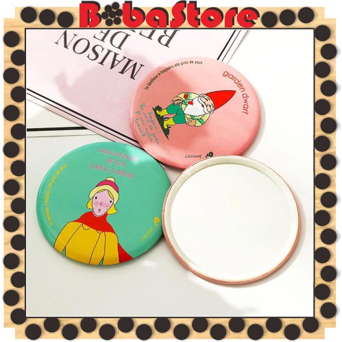 ⭐Bobastore⭐R029 Cermin Kaca Karakter Kartun Bulat Mini Hand Mirror Make Up Traveling Lucu Import