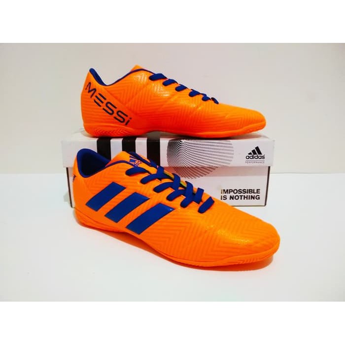 PAKET All In One SEPATU FUTSAL Grade Ori (Nemeziz Orange Blue)