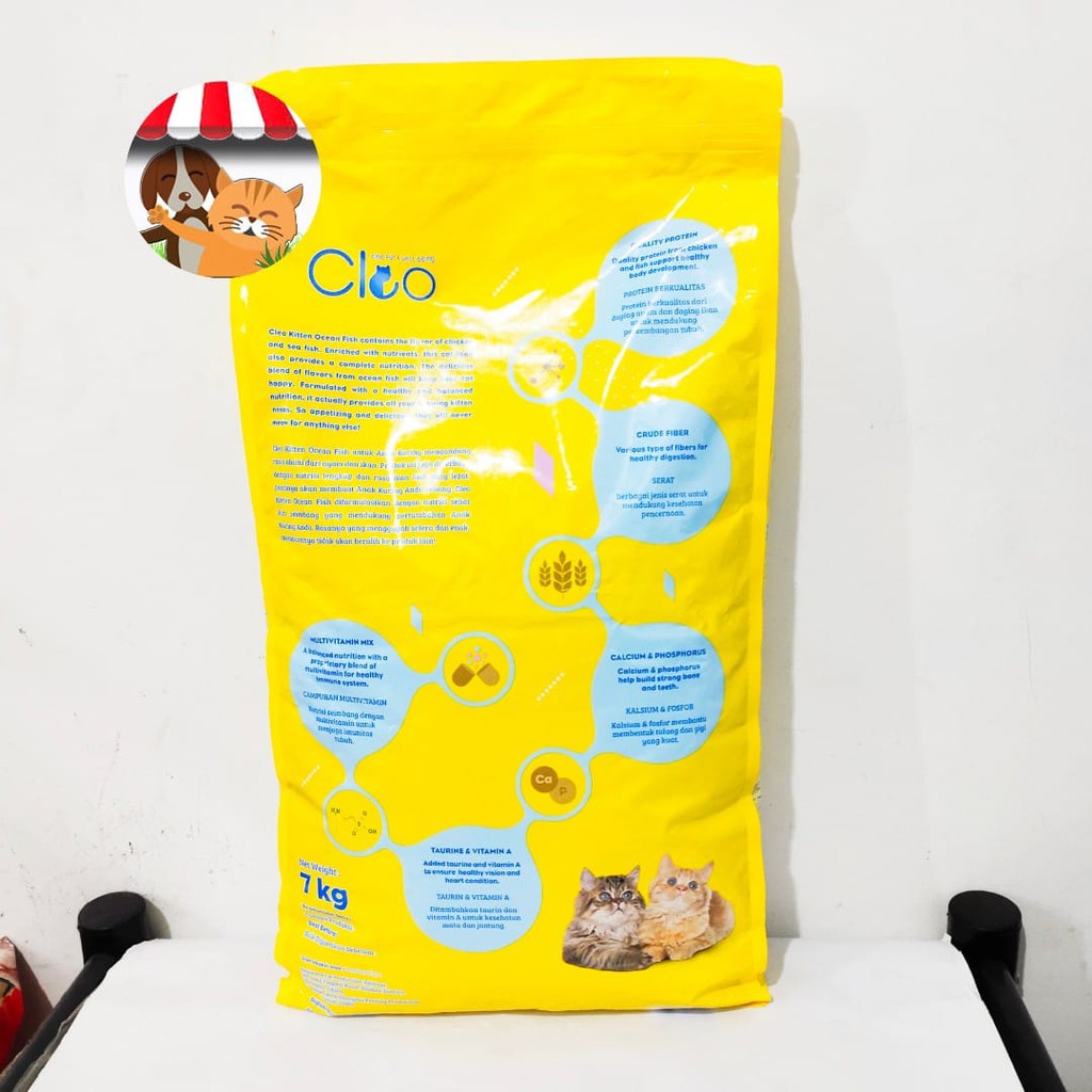 Cleo Kitten Ocean Fish 7 KG Freshpack Dry Cat Food Makanan Anak Kucing