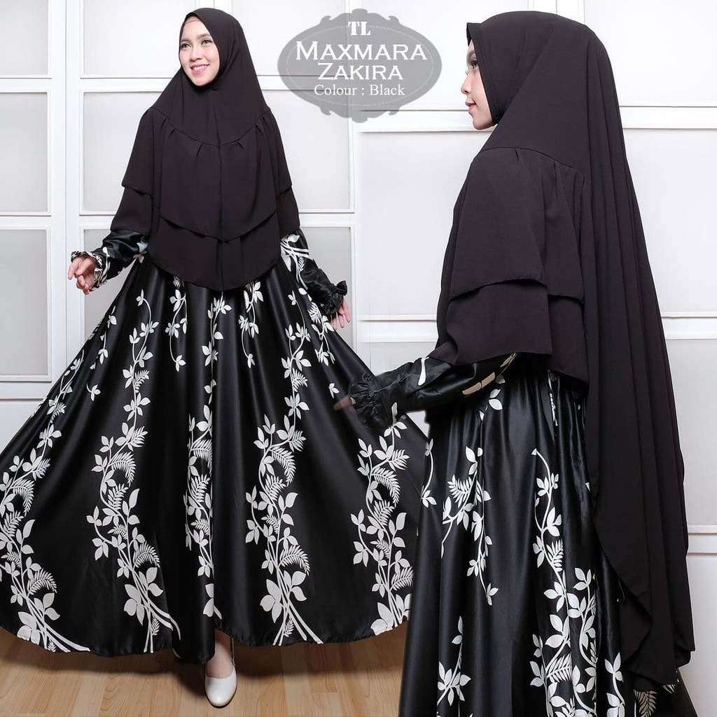 Baju dress Syari Maxmara Zakira Black TL gamis wanita maxmara hitam murah
