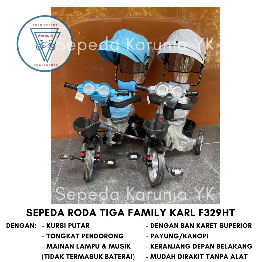 Roda Tiga Family Karl Premium F-329 HT / Sepeda Anak Bayi / Baby Tricycle