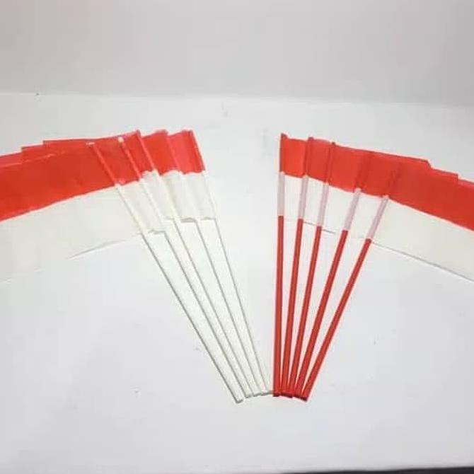 bendera pawai kecil merah putih +gagang plastik