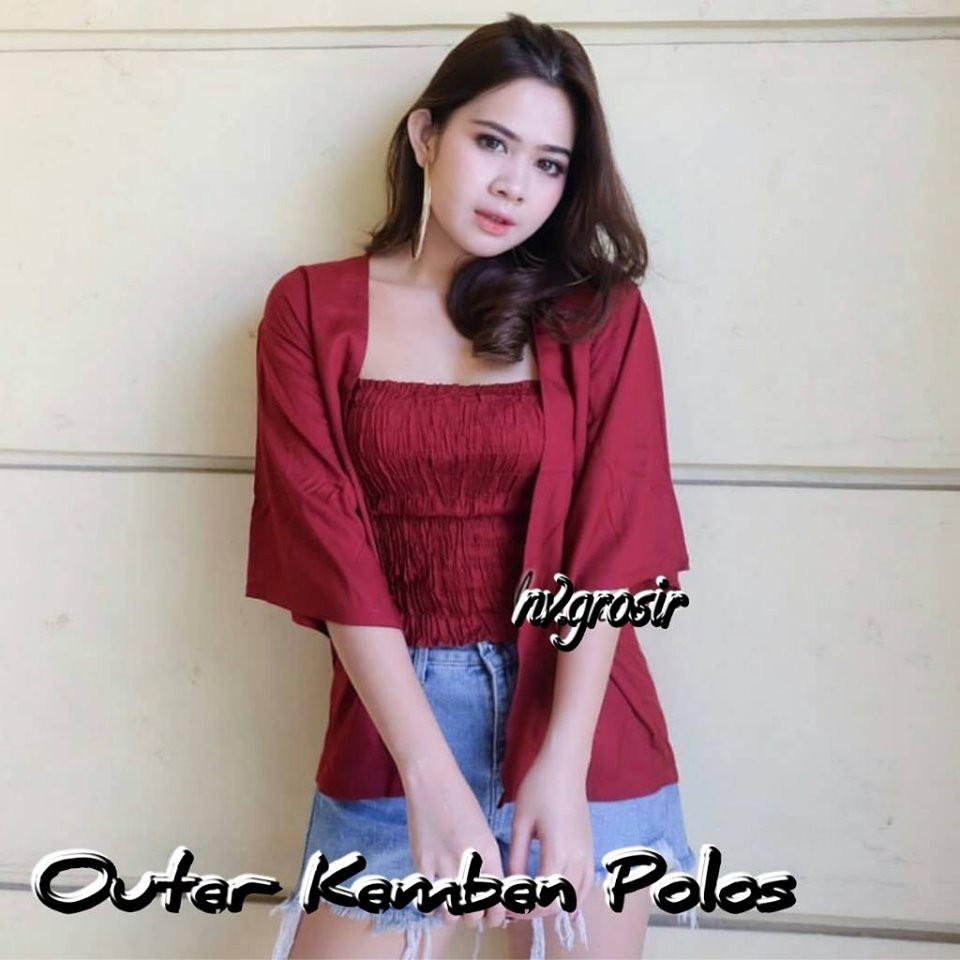 SET CARDIGAN + KEMBEN POLOS(GESER VARIASI WARNA )