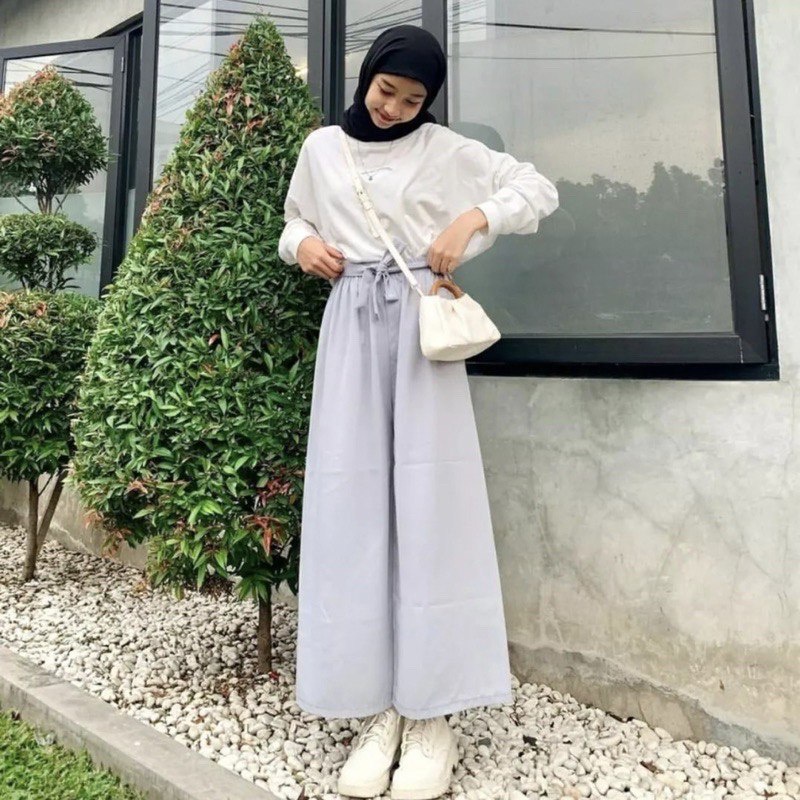 Celana Kulot Ribon Wolfis Wanita / Culotte Ribbon Bandy Pita Bahan Wolfish