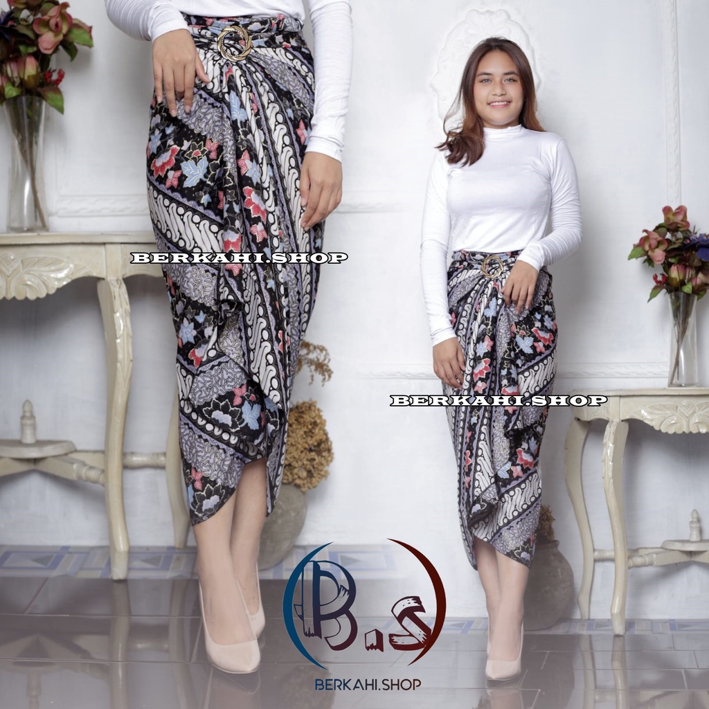 ROK LILIT BATIK PREMIUM GOLD FOIL MOTIF BUNGA DASAR ABU