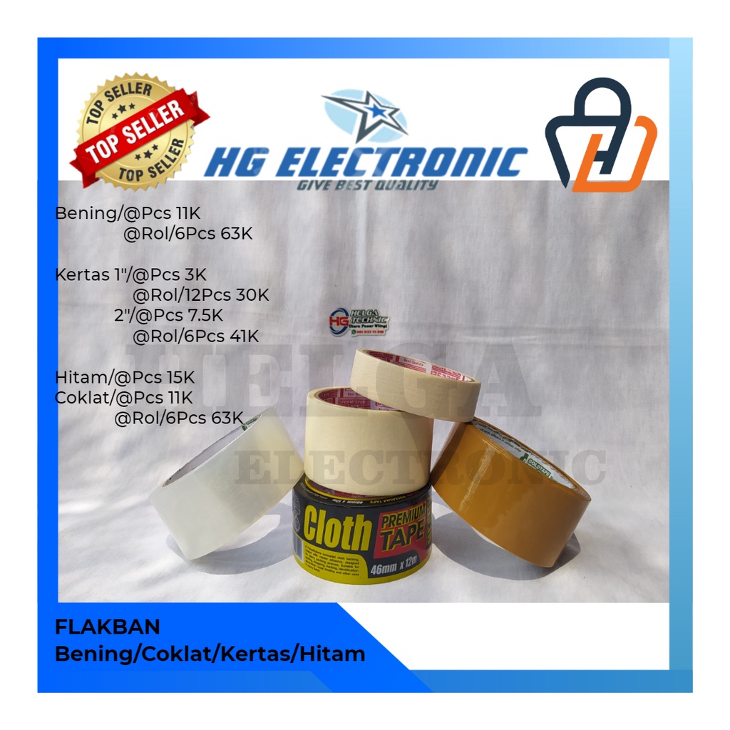 Lakban Bening / Hitam / Coklat / Kertas / Isolasi Plastik