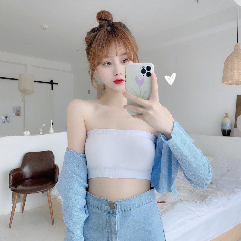 Blackpink Bra Kemben Seamless Tanpa Tali Anti Slip Pakaian Dalam BH Wanita 1172