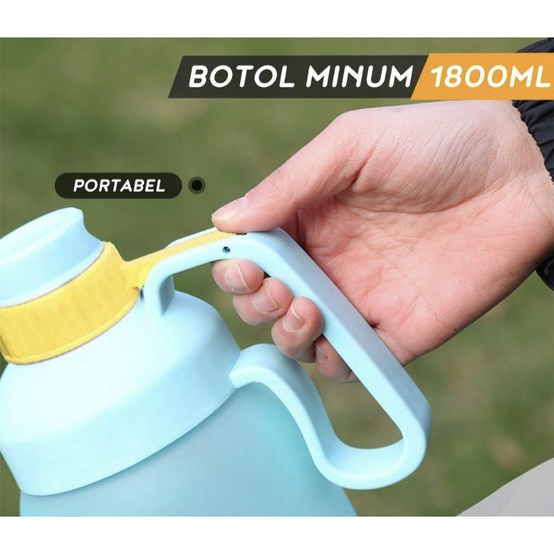 Botol minum gradasi pelangi 1,8 liter | botol viral 1.8 L  | botol motivasi gradien rainbow