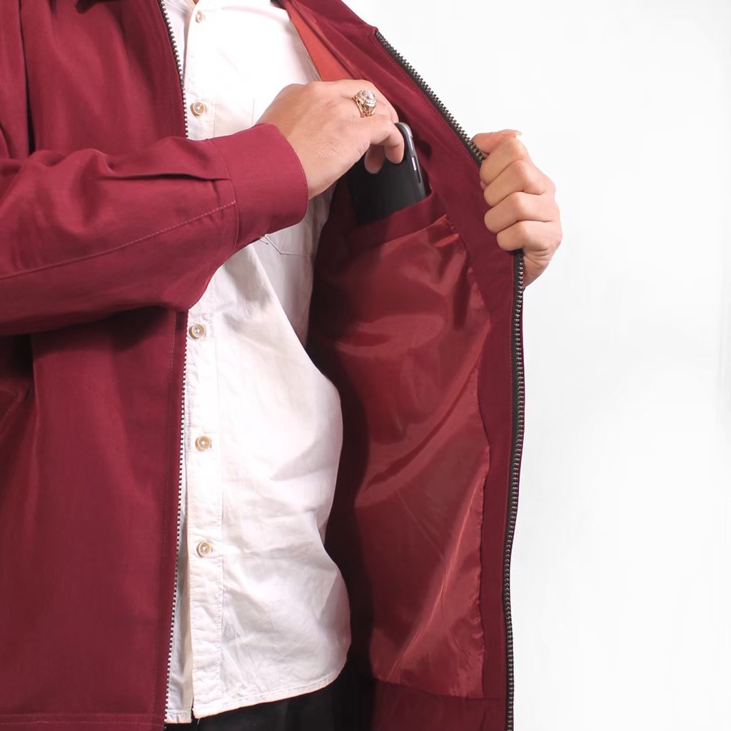 Jaket SBY Berkerah Polos Maroon Semi Jas Jasket Seminar Kantor Jaket Casual Seragam Kuliah