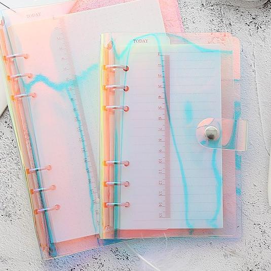 

New Product|LR15|Soft Cover Jelly Laser Binder A5 A6 6 Ring Lubang / Transparan Transparent BInder Keuangan Estetik
