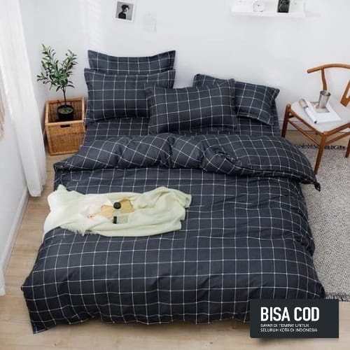 (BISA COD) SPREI ASTHETIC KOREAN STYLE MOTIF KOTAK-KOTAK