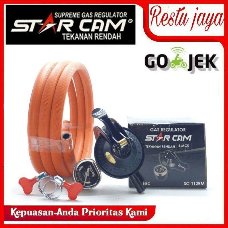 REGULATOR KOMPOR GAS STARCAM SC-T12RMETER+SELANG 2 LAPIS+KLEAM 2 BIJI