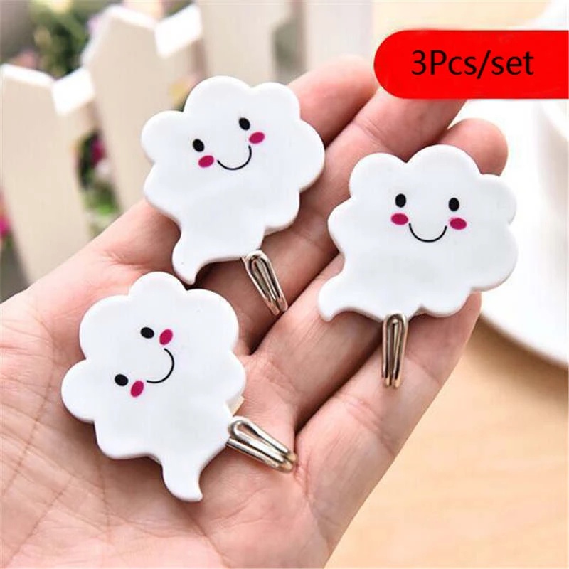 [Home Creative Cloud Shaped Strong Sticky Wall Mounted Storage Hooks] [Multifunction Bathroom Kitchen Self Adhesive Nail-Free Door Hanger Hook]