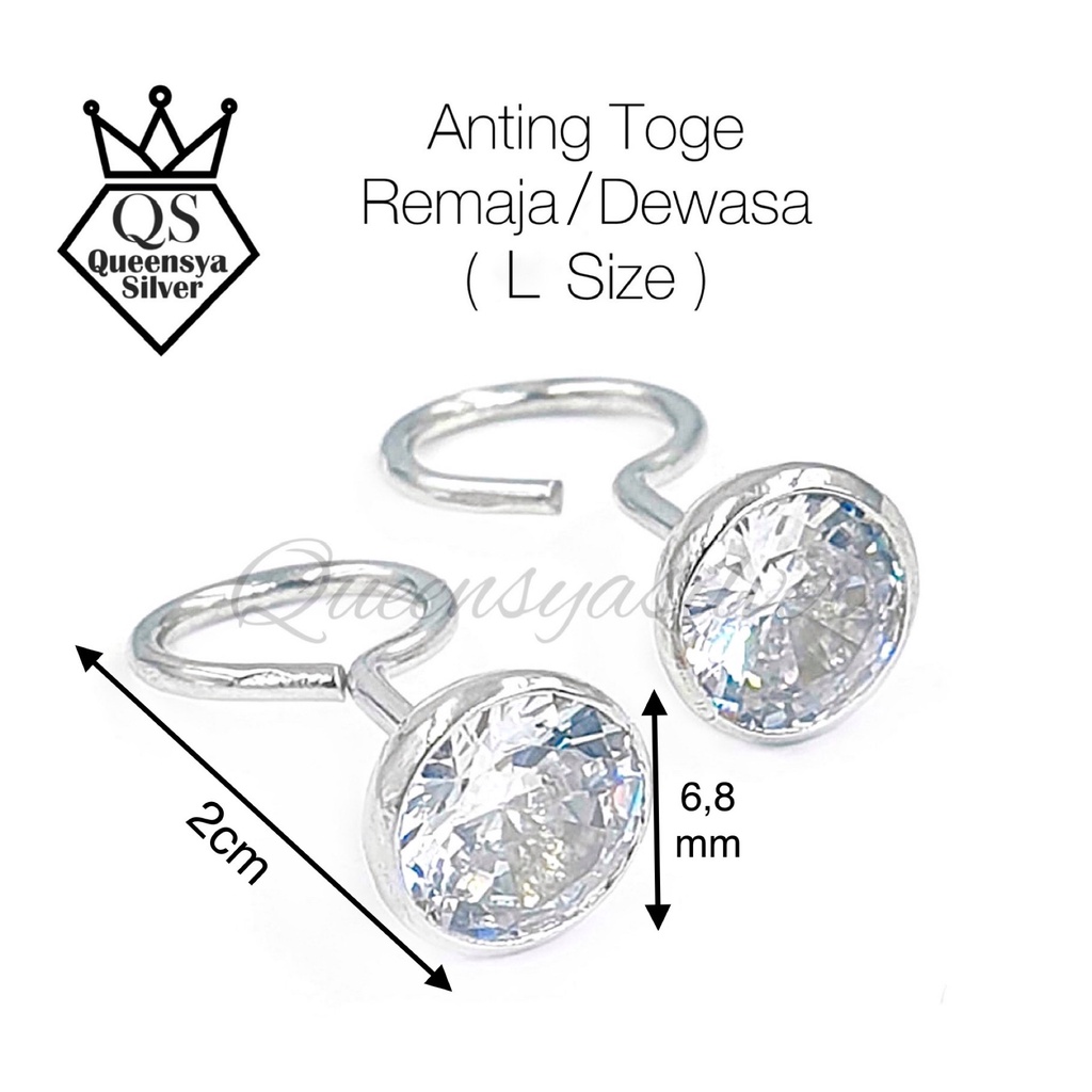Anting Perak Toge Asli 925 Bersertifikat / Anti Karat Gatal / Bayi Remaja Dewasa Lapis Emas Putih - Queensya Silver