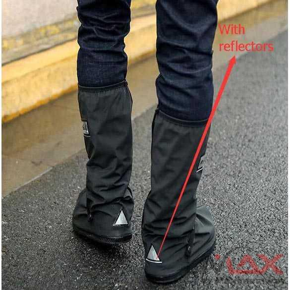 Rhodey Raincover Sepatu hujan Bikers Kedap genangan air 40 cm cover Hujan boot tinggi Sepatu dengan Reflektor Cahaya Penutup Sepatu Bersepeda Sepeda Motor Dapat Digunakan Kembali Tahan Air untuk Sepatu Bot Hujan Sepatu Luar Ruangan Turis Anti selip