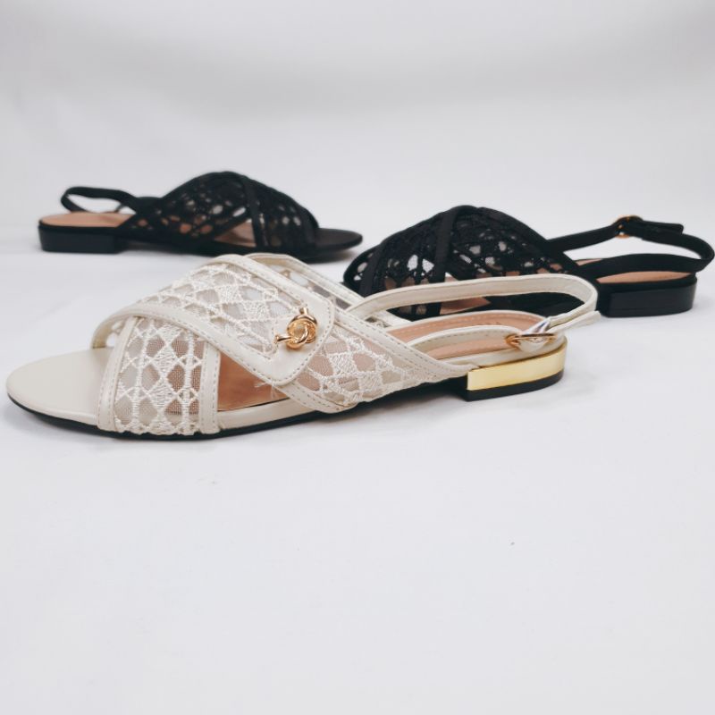 PDR Flat Mesh Slingback Cross Strap Sandal