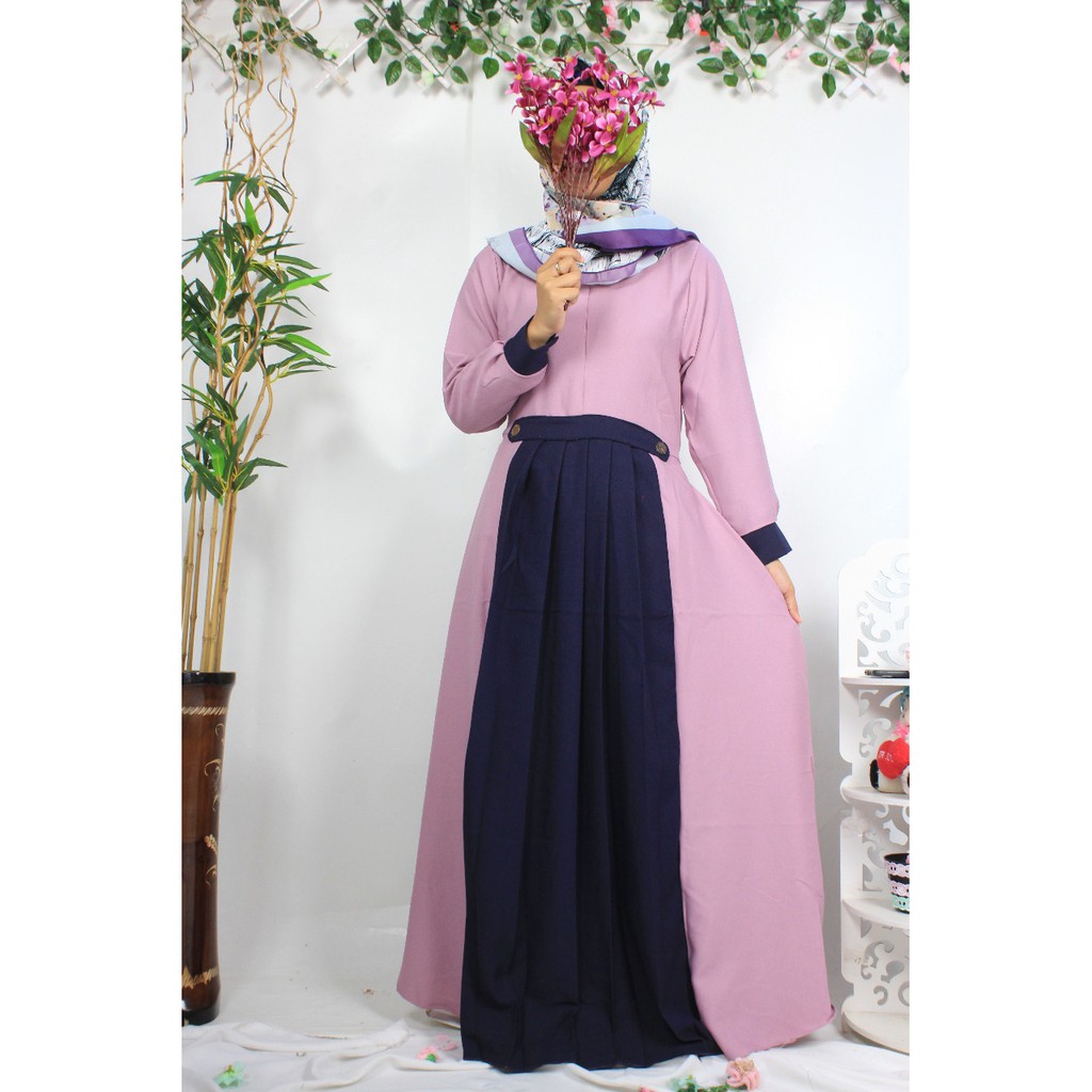 Gamis polos rempel Shappire ria ricis tengah polos simple baju remaja wanita L xxL jumbo big size