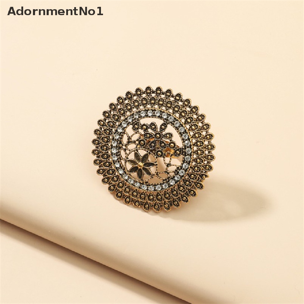 (AdornmentNo1) Cincin Vintage Retro Motif Ukiran Bunga Warna Gold Untuk Perhiasan Wanita / Pesta