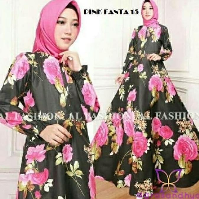 maxi emy 15 pink fanta baju gamis wanita terbaru busana muslim murah