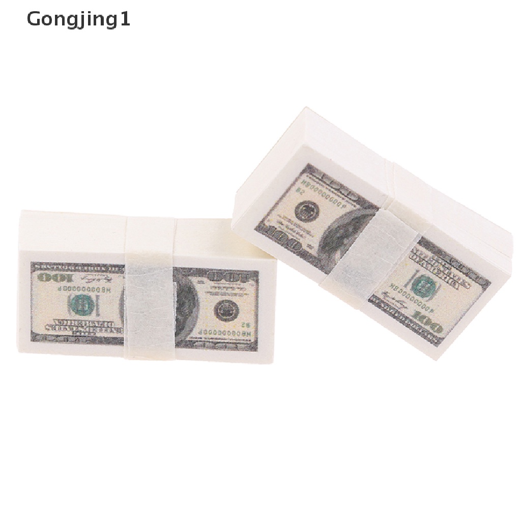 Gongjing 1 / 100 Lembar / Set Miniatur Uang Dollar Amerika Skala 1: 12 Untuk Aksesoris Rumah Boneka