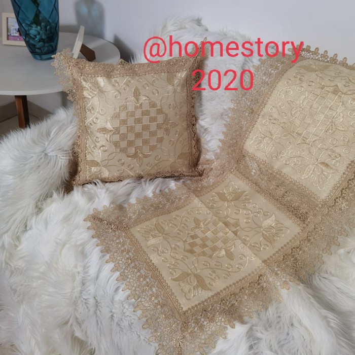 Sarung Bantal Sofa - Sarung Bantal Kursi Sofa Set Katun Renda Uk 45Cmx45Cm