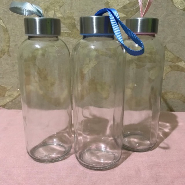 Botol Kaca / Botol Infused Water / Botol Minum Kaca 420 ml / Souvenir Nikah / Glass Bottle