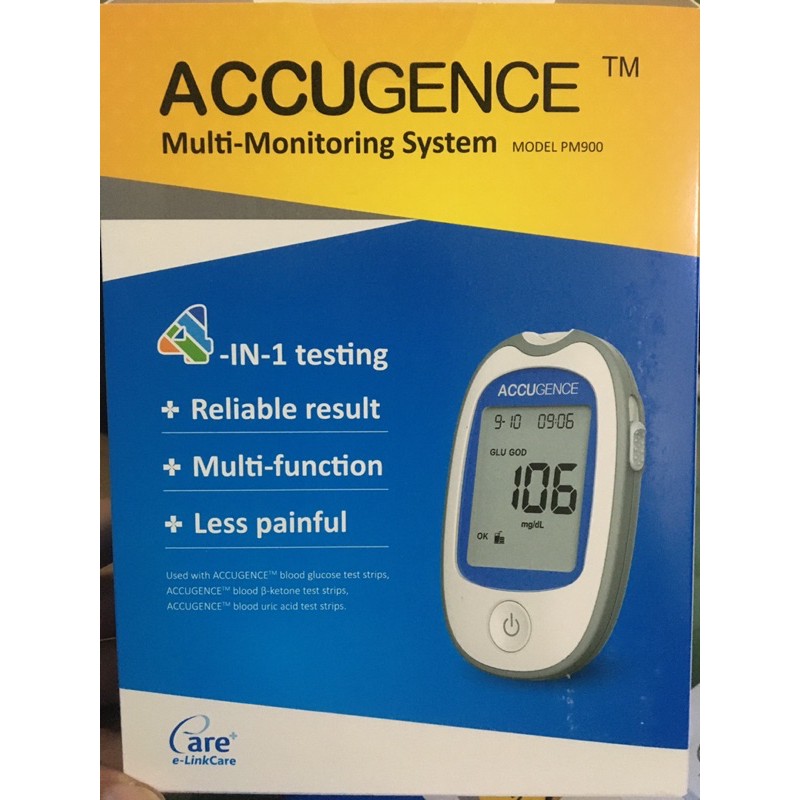 Accugence Alat Cek Darah 4in1 Gula Kolesterol Asam Urat Keton dalam 1 Alat 4 in 1