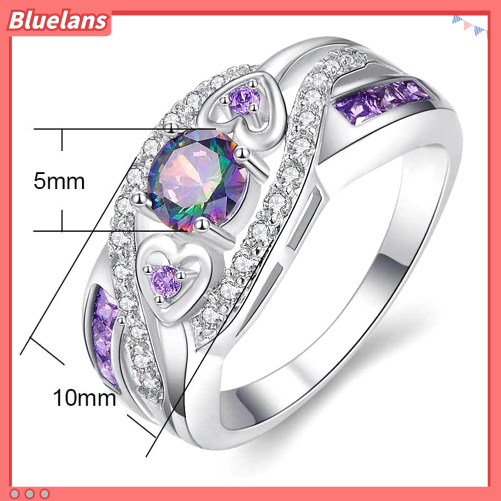 Cincin Jari Bentuk Hati Ganda Bahan Cubic Zirconia Untuk Pernikahan