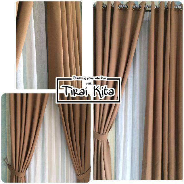 Gorden polos minimalis coklat muda 100x200 / 1x2 meter jendela pintu lebar panjang