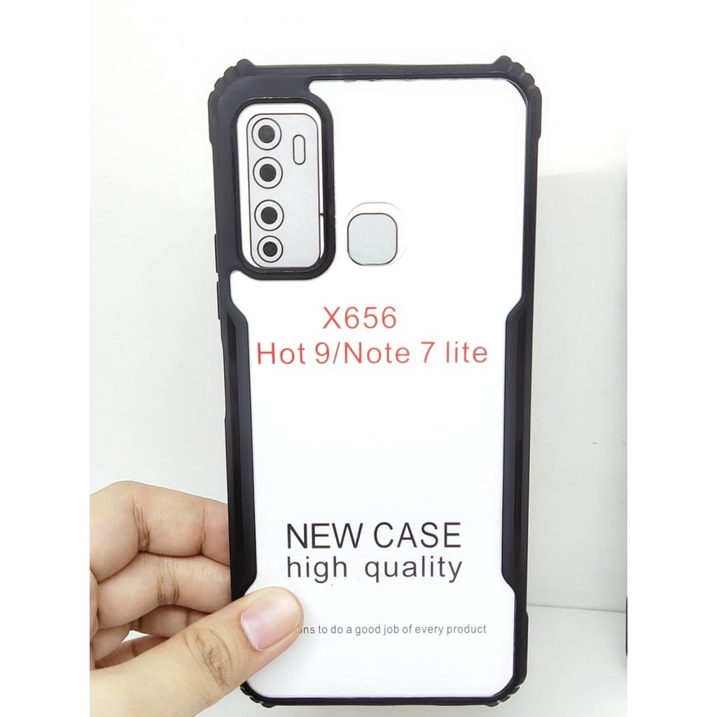 Anti Shocking Infinix Hot 9 X655 6.6 Inch Hardcase List Hitam Acrylic Case