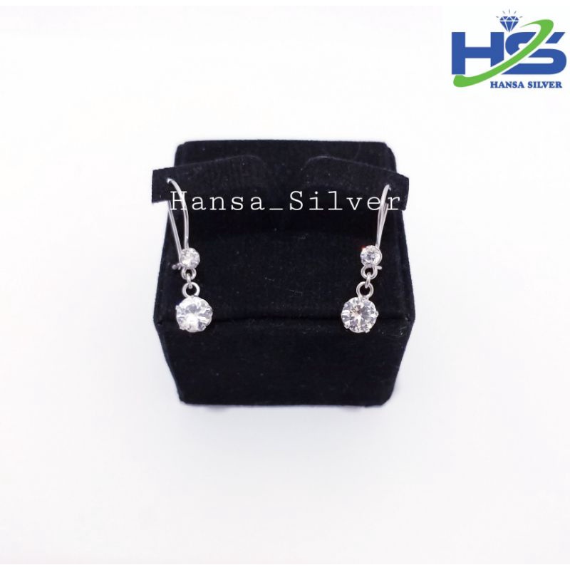 Anting Perak Asli Silver 925 Lapis Emas Putih Model Agogo Desi - Anting Wanita Anti Karat