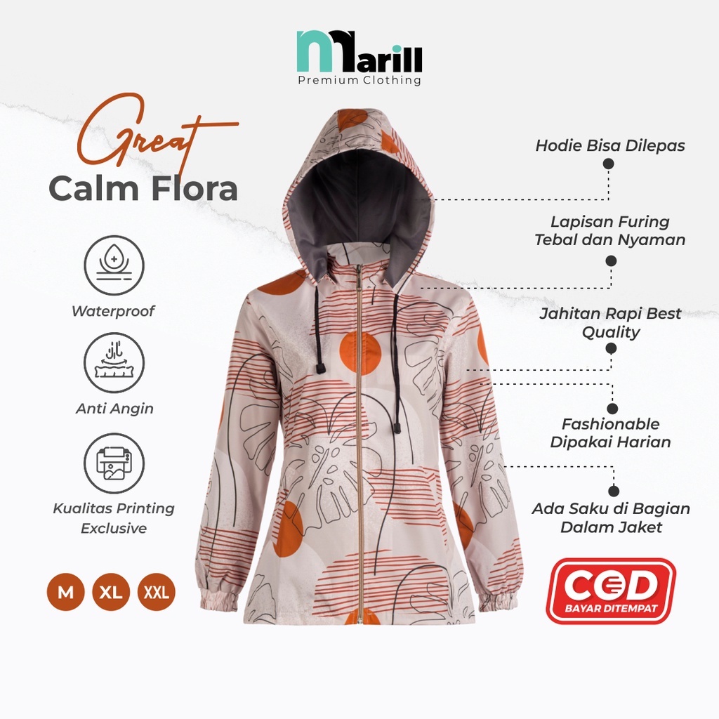 Jaket Wanita Parasut Kekinian Zipper Anti Air Angin Windbreaker Motor Motif Aneka Printing