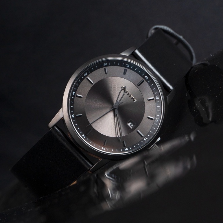 Original Guteninc - Jam Tangan Pria Sincere Full Black Leather Watch Premium Kekinian