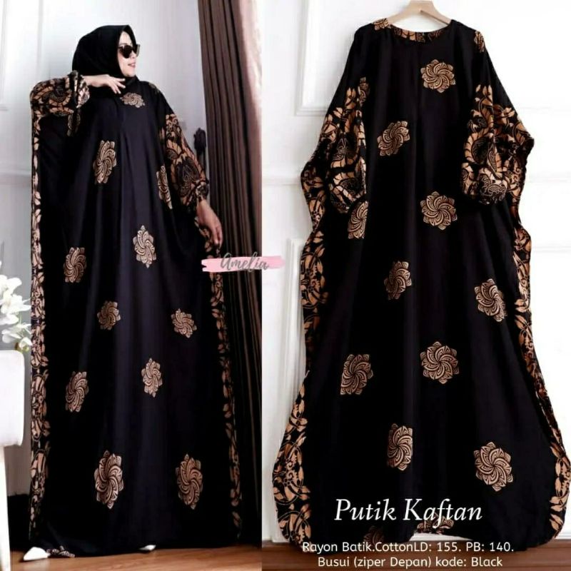 Putik Kaftan, KAFTAN RAYON JUMBO CANTIK FIT XXXL LD 160 BAHAN KATUN RAYON BATIK ZIPPER BUSUI TERMURAH OOTD