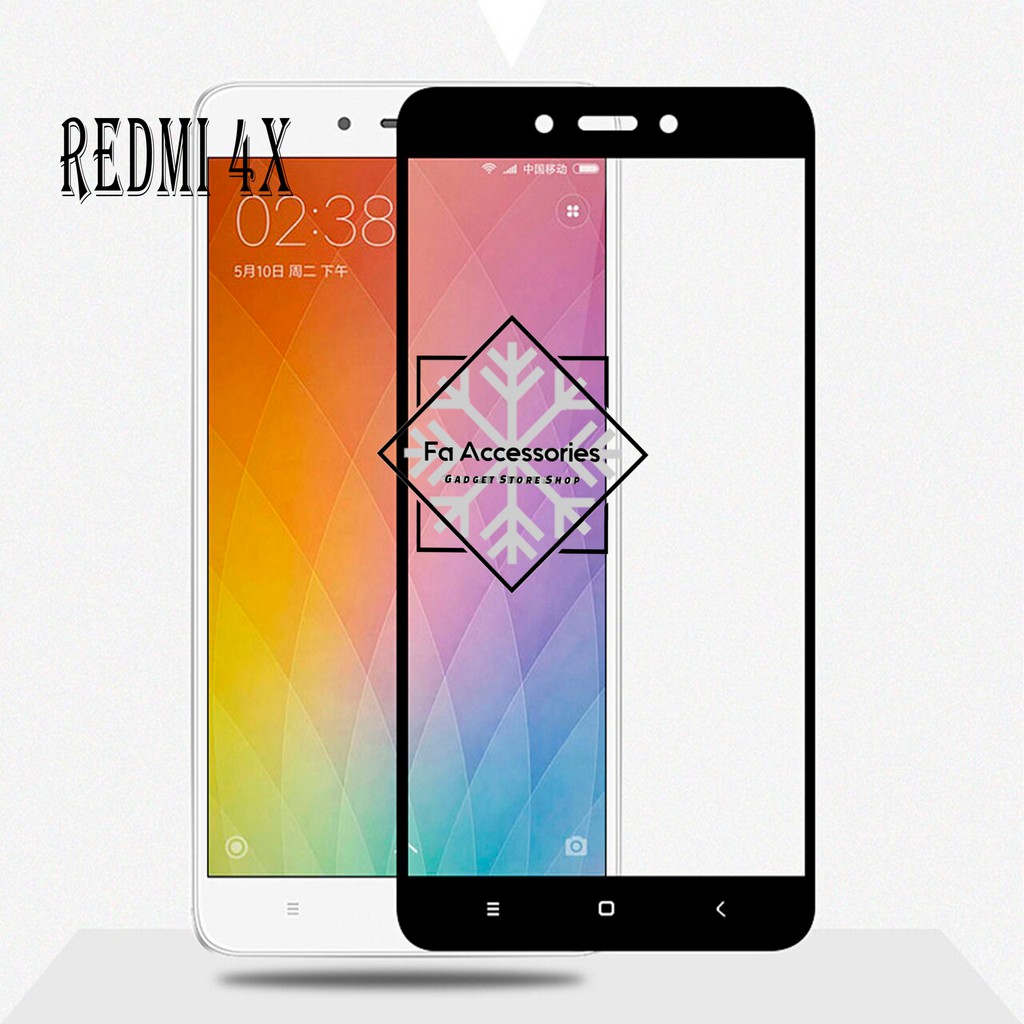 TEMPERED GLASS 5D Full Lem XIAOMI REDMI 4X HITAM/PUTIH SCREEN GUARD FULL GLUE