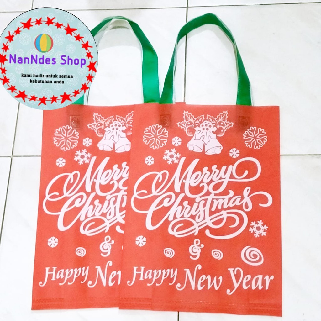 

Tas Natal dan Tahun Baru besar / Goodie Bag Merry Christmas and Happy New Year Merah Hijau