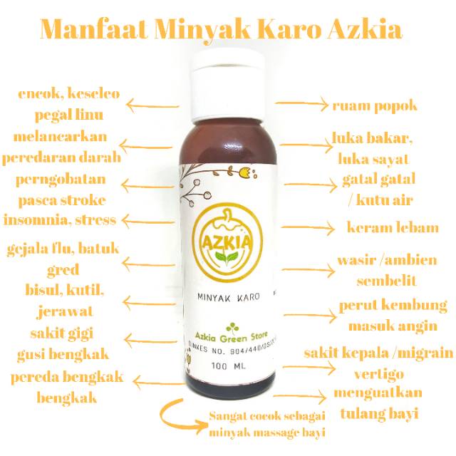 Minyak Karo Azkia Kesaya Premium Original 100 ml alami massage oil baby minyak pijat bayi minyak kelapa minyak karo kesaya