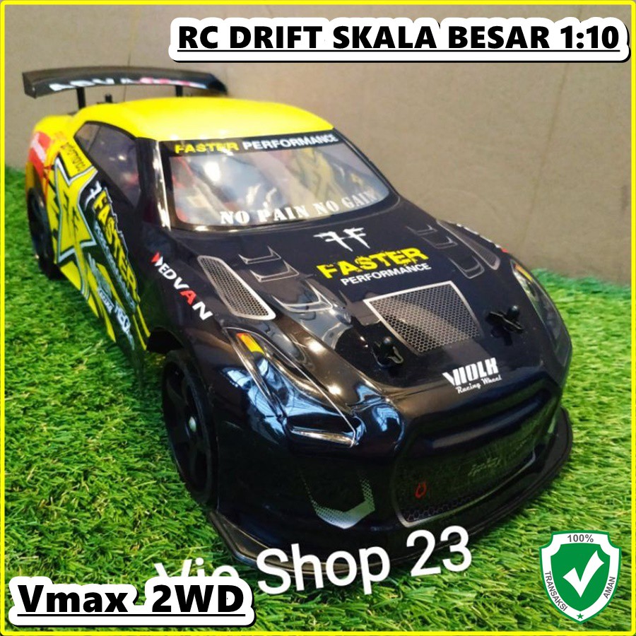 RC Drift mobil remot balap racing kencang V Turbo Max spedd warna kuning skala besar 1:10 mainan an