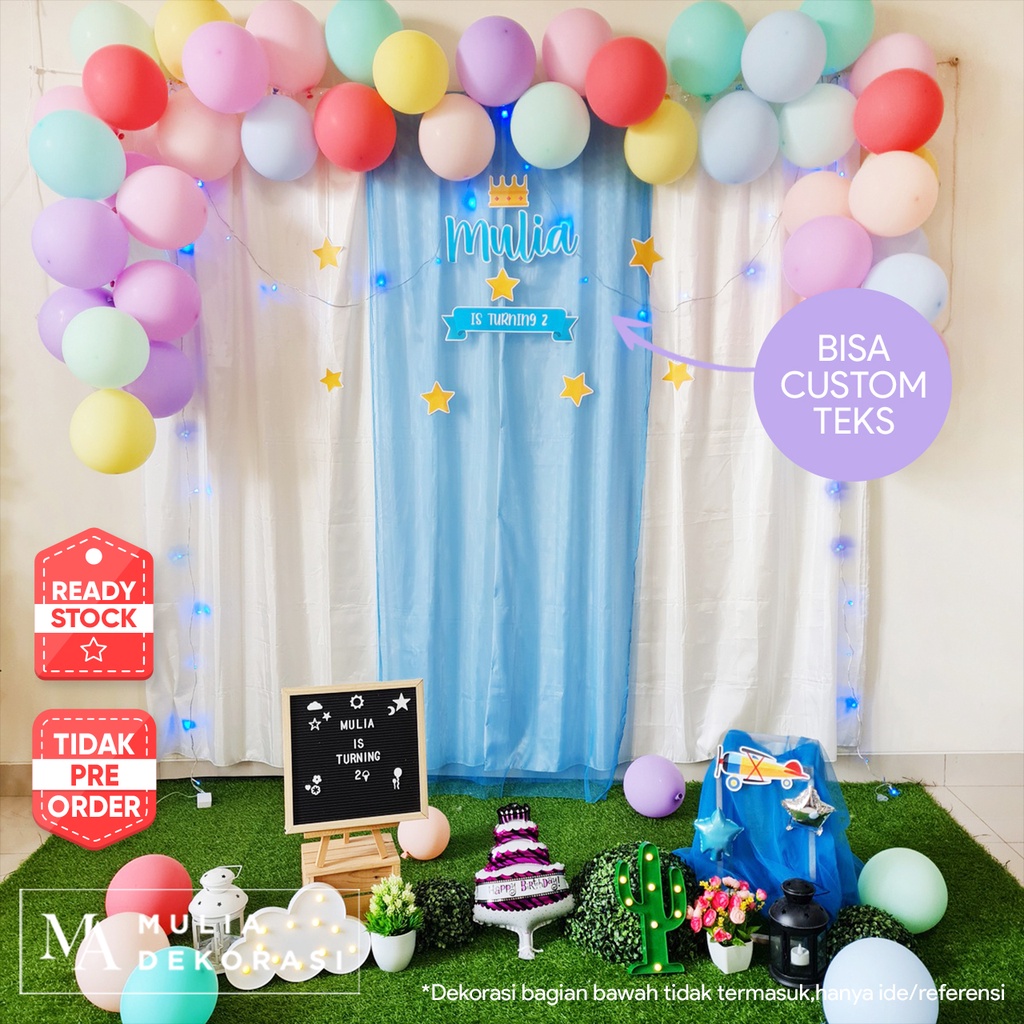 Backdrop Ulang Tahun Anak Is Turning Dekorasi Pastel Macaron