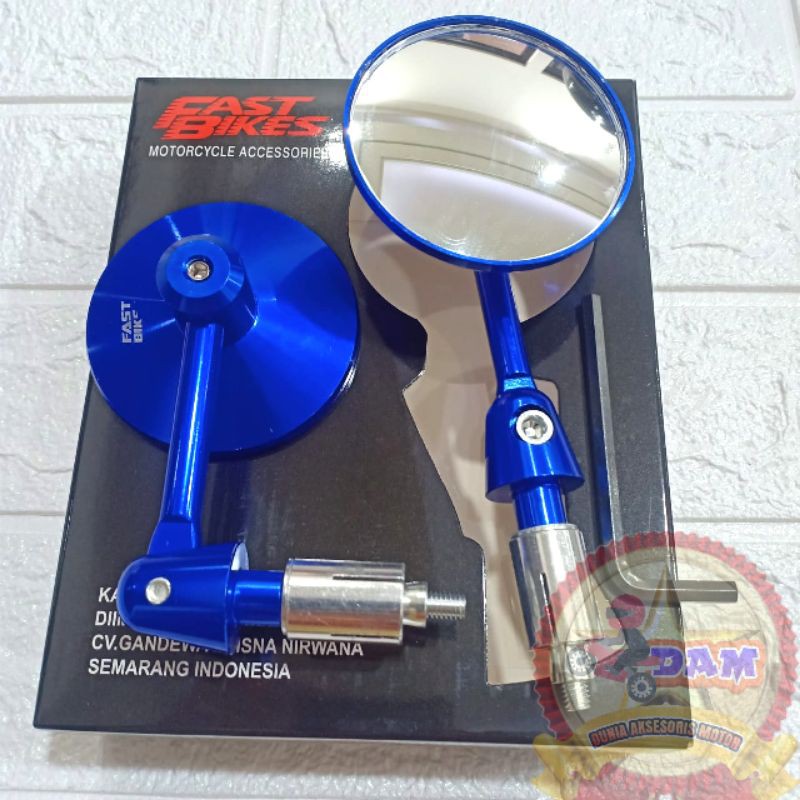 Spion jalu bulat Bar end Kaca Cembung motor beat scoopy nmax aerox xmax pcx vario vixion Vespa mio-Biru Fastbikes