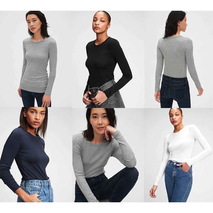 Gap Modern Crewneck T-Shirt Long Sleeve | Kaos Lengan Panjang wanita